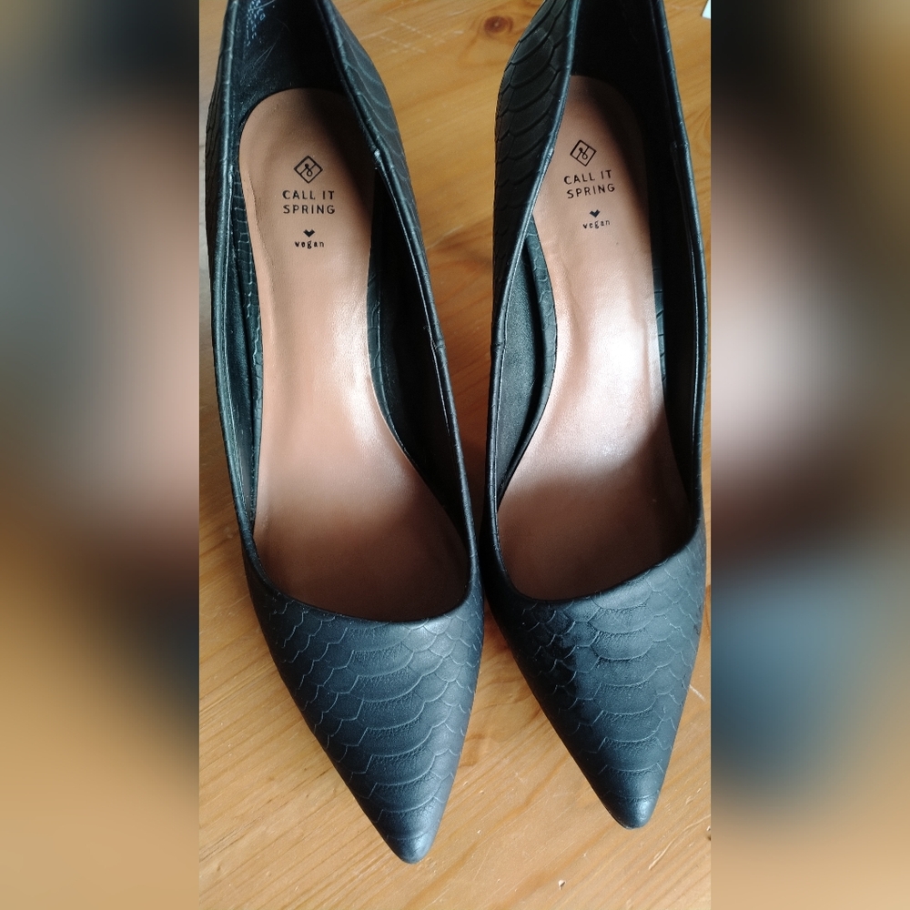Call It Spring Black Vegan Patterned Heels